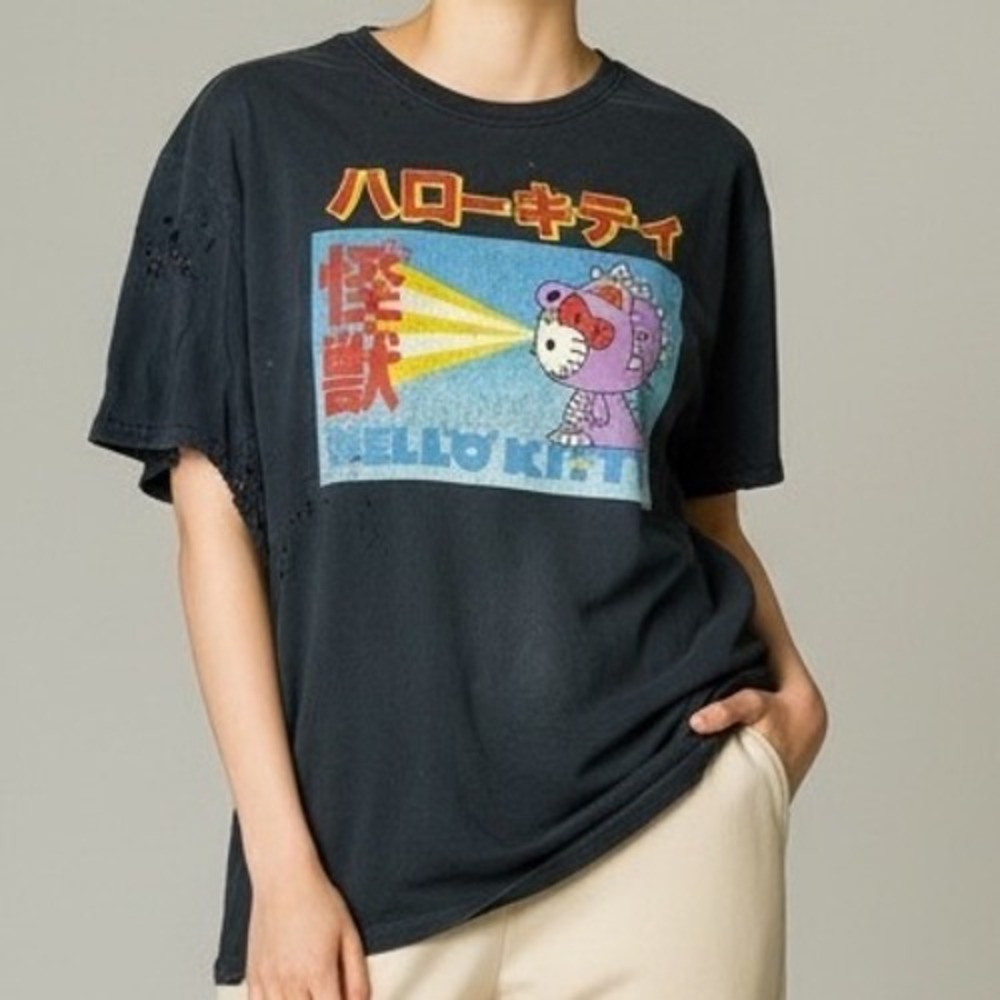 Fruit of the Loom Black Hello Kitty Graphic Short Sleeve Tee